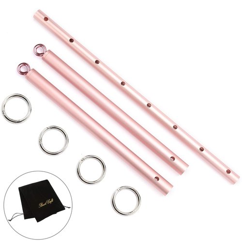 Extendable Bar Rose Ankle Spreader Bar, with 4 Black Adjustable Straps, Stainless Steel Bars for Home, Yoga Sports Training Fitness Gear, Yoga Gift