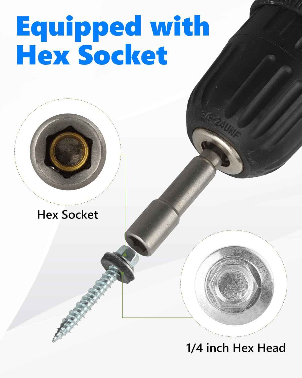 Metal Roofing Screws #10 x 1.5 Inch - 1000 PCS Zinc-Plated Hex Head with Rubber Washers for Corrugated Roofs
