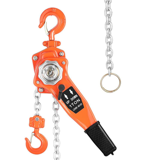 1 Ton Lever Chain Hoist - 10FT Manual Ratchet Puller with 2 Hooks for Garage & Warehouse