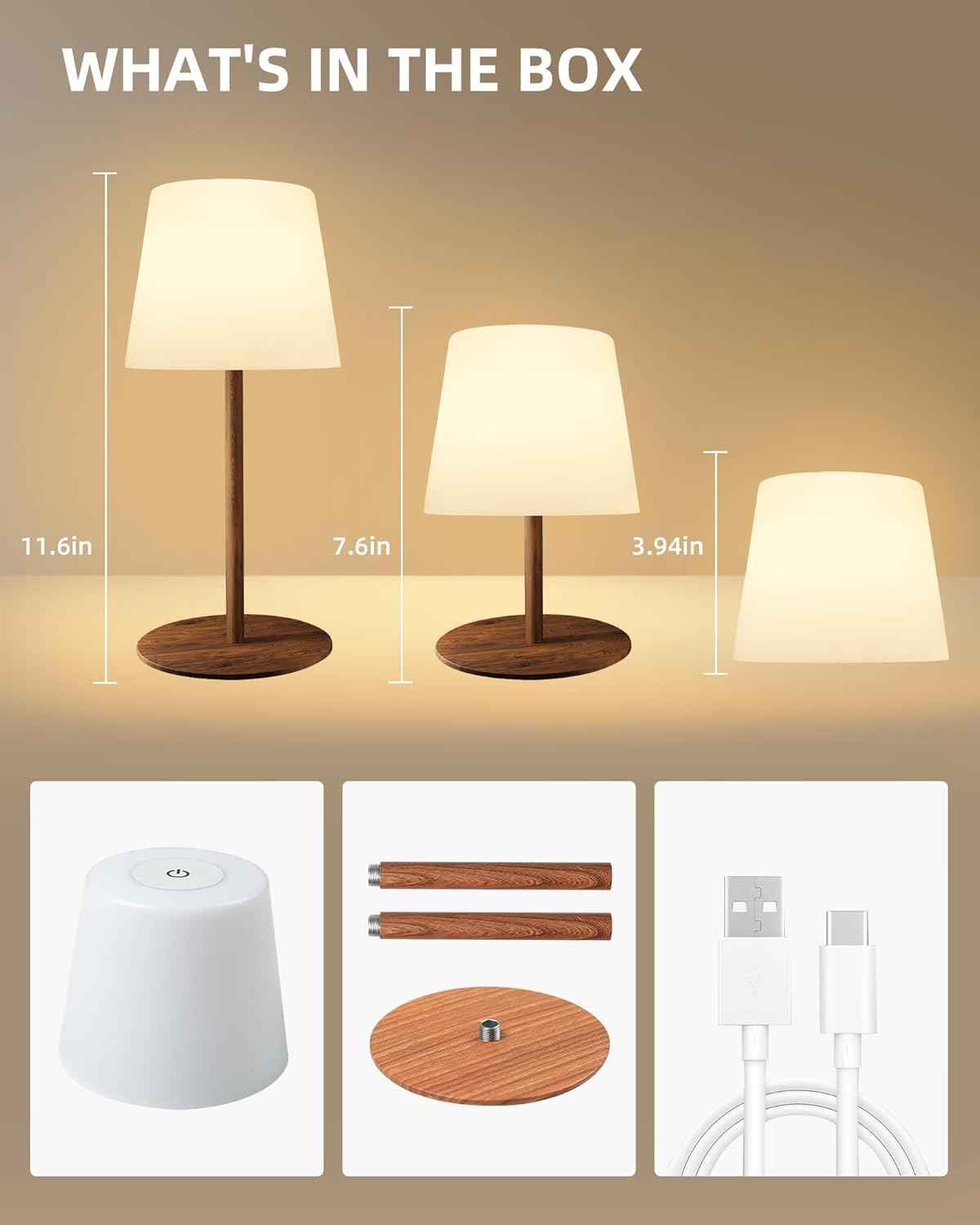 EZVALO Waterproof Cordless Table Lamp - Dimmable LED Night Light for Outdoor & Indoor Use