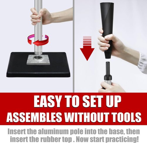 LOMGWAYS Baseball Batting Tee - Height Adjustable 24"-46" | Premium Portable Design with Heavy-Duty Base