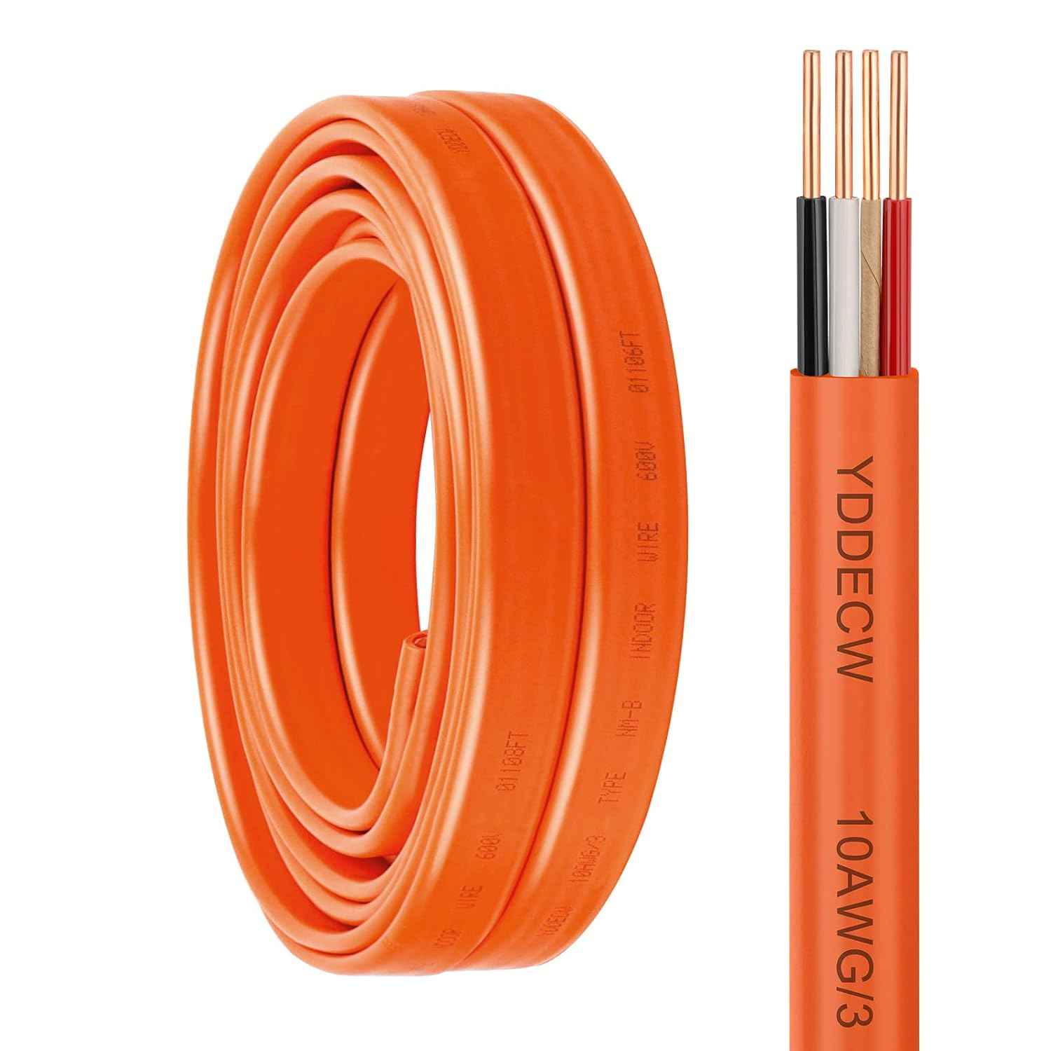 14 Gauge NM-B Wire with Ground - 50FT Pure Copper Indoor Electrical Cable for Outlets & Switches
