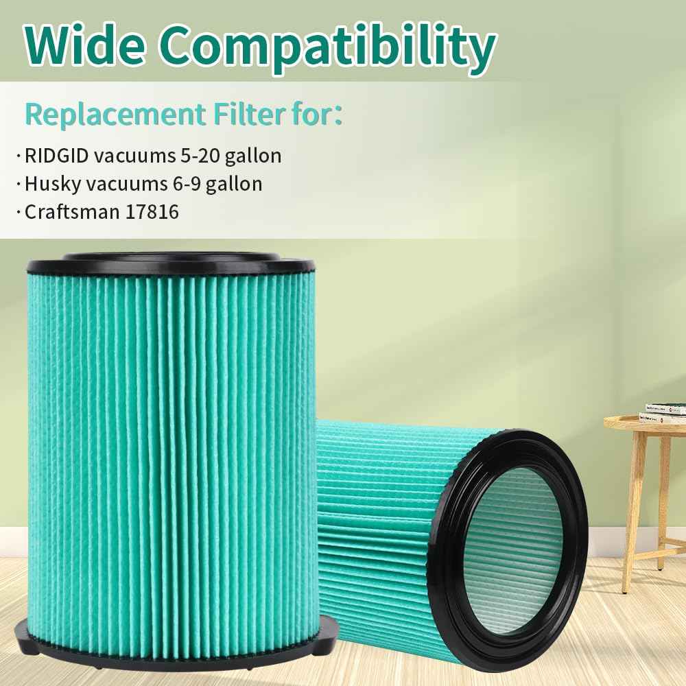 5-Layer VF6000 Replacement Filter for Ridgid 5-20 Gallon Wet Dry Vacuums WD5500 WD0671 WD6425 WD7000 WD1280 WD1851 WD1680 WD1956 RV2400A 1400RV RV2600B, 2 Pack