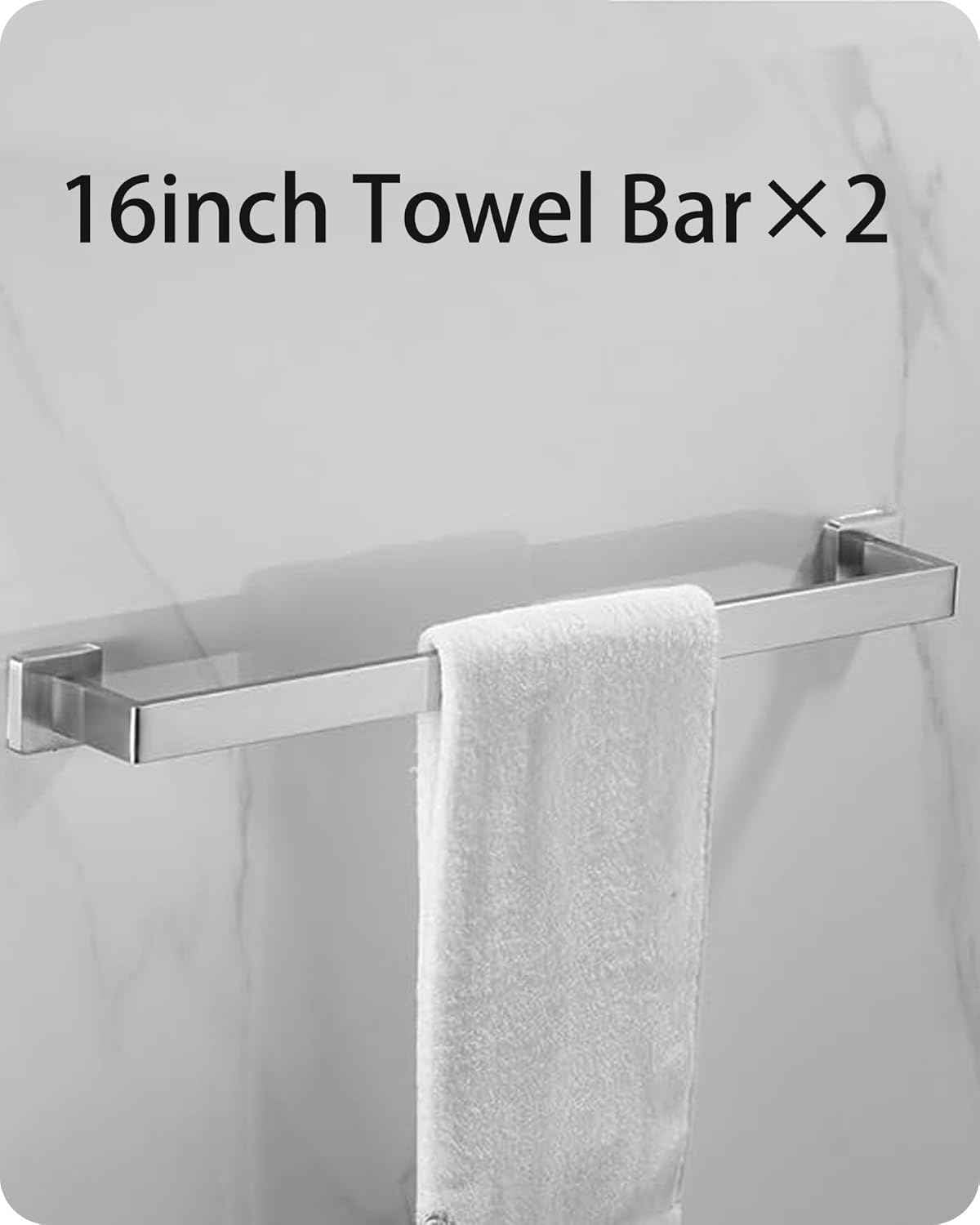 Brushed Nickel Bathroom Hardware Set - 10-Piece Towel Bar, Ring, Hook & Holder Kit
