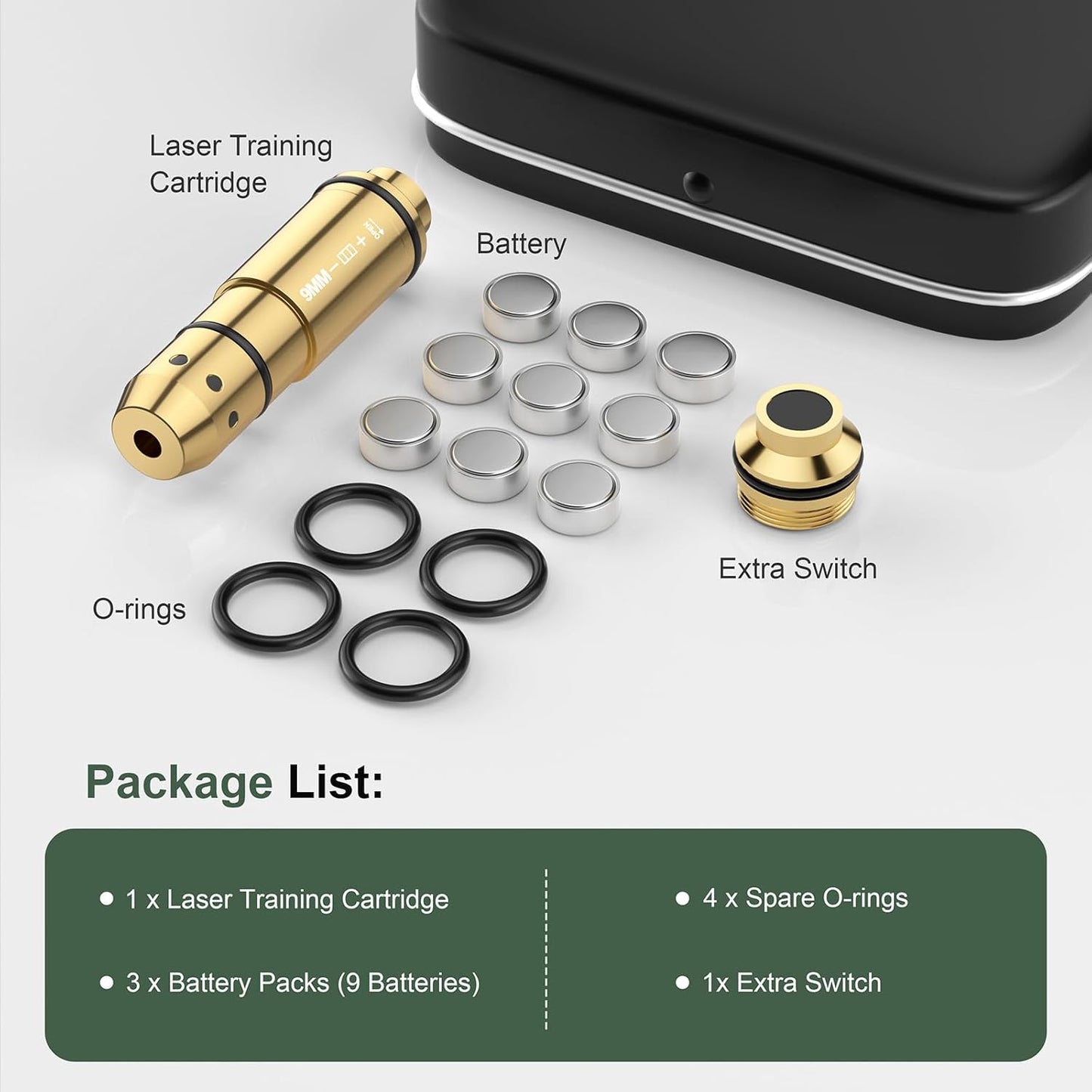 Skiennix 9mm Laser Training Cartridge - Enhance Dry Fire Practice with 3 Battery Sets