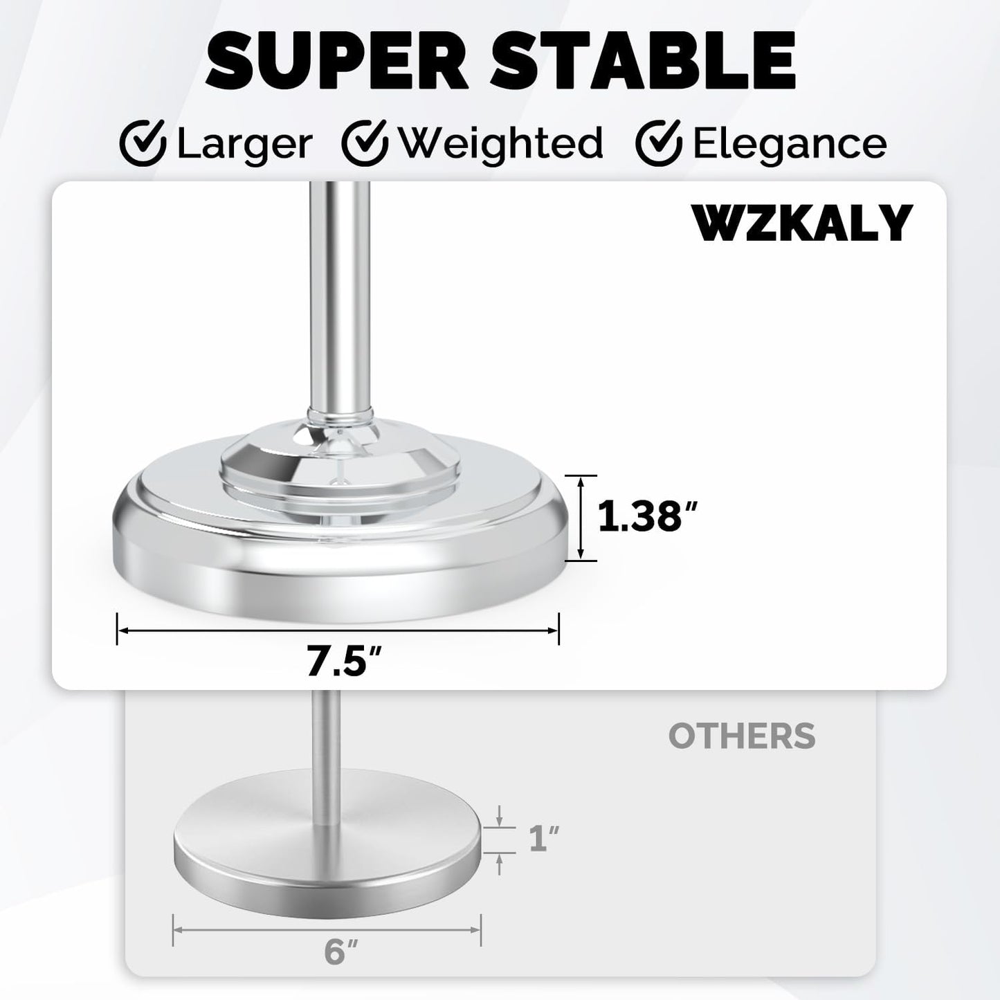 Brushed Nickel Free Standing Toilet Paper Holder with Pivoting Design & Weighted Base