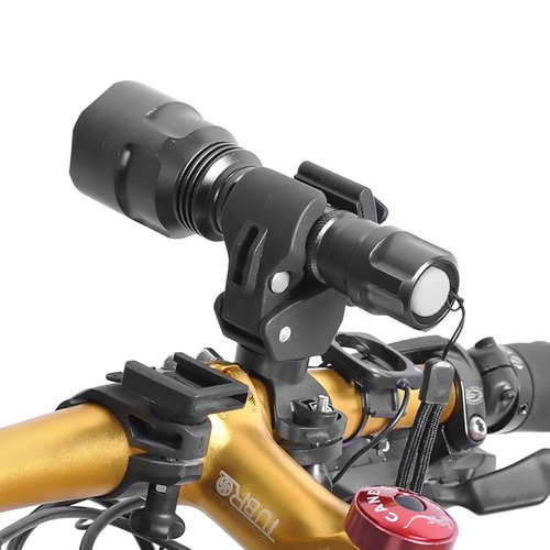 BLLREMIPSUR 2 PCS Bike Flashlight Mount Holder, Universal 360º Rotation Adjustable Bicycle Light Stand, Quick Release Double Buckle Style