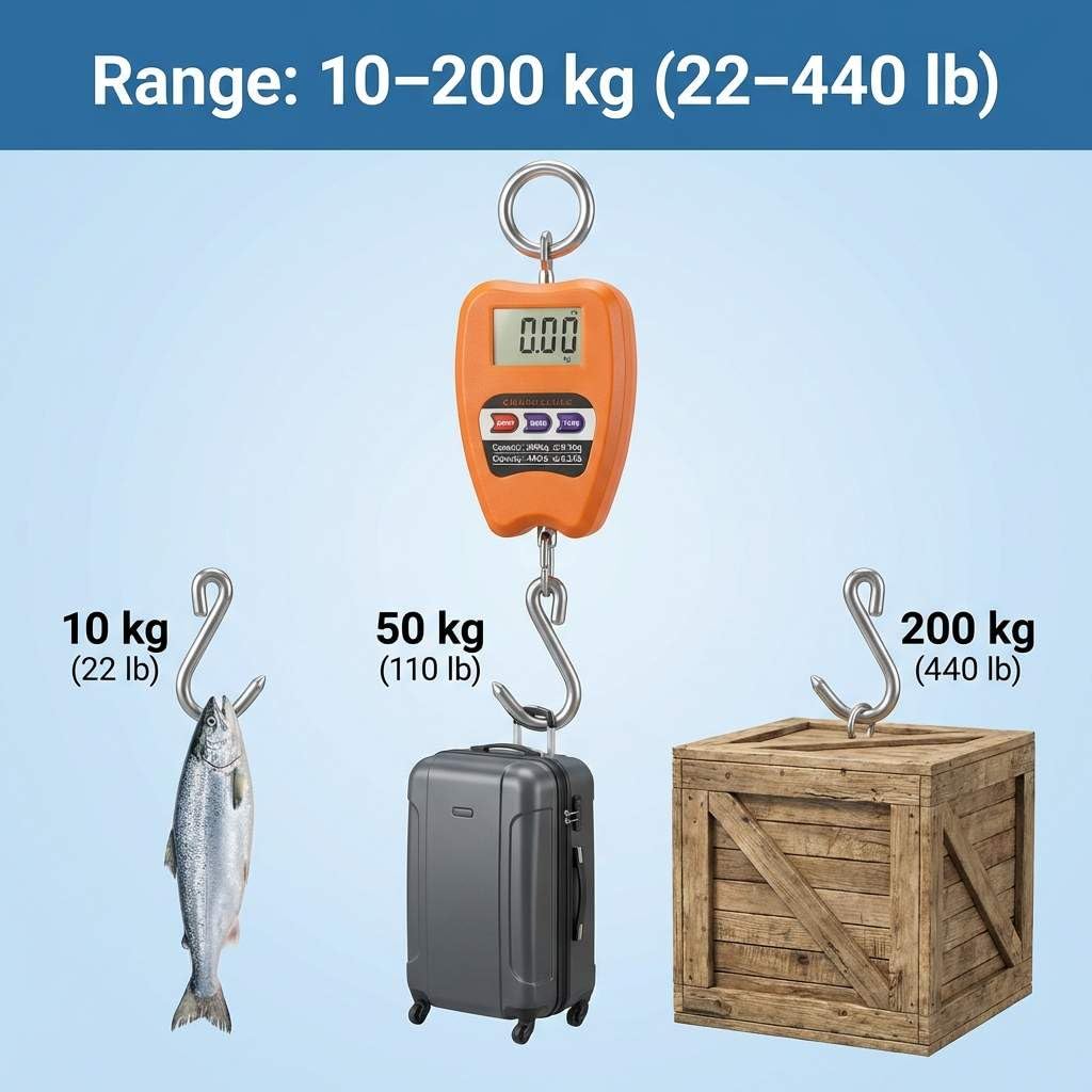 QWORK Digital Hanging Weight Scale - 440lbs Capacity | Durable Aluminum Housing & LED Display for Fishing & Luggage