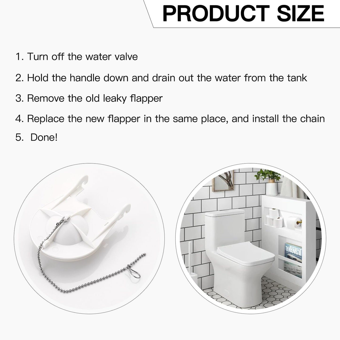 for American Standard 738920-0070A 3 Inch Toilet Flapper with Strong Seal,Iron Chain Included,Ideal for 3 Inch Toilet Flapper Replacement,White,1-Pack