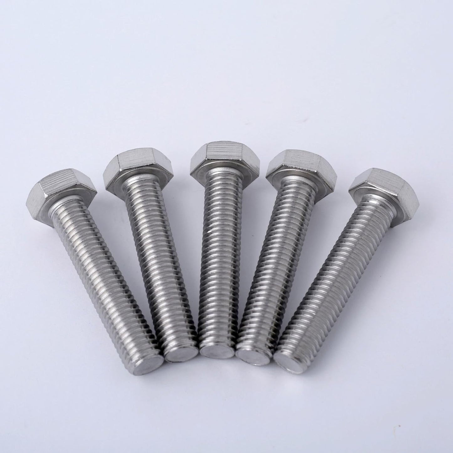 5PCS/Lot M10x1.0 Fine Thread Hex Head Rod Bolts - Din933 Standard Size: Thread Diameter: M10 - Length: 50mm - Thread Pitch: 1mm (Silver Color, Material: Stainless Steel)