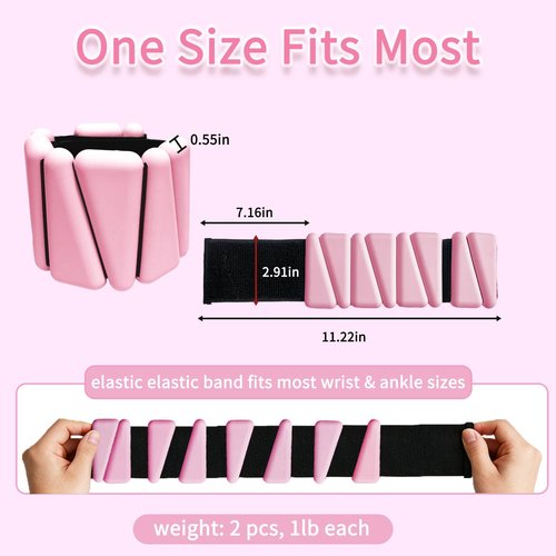 Wrist Weights set for Women, 2 sets of 1 lb each, Silicone Ankle & Wrist Weights for Women & Men, Adjustable Weight fit for Yoga, Dance,Hiking, Jogging,Pilates, Aerobic Exercise and Strength Exercise