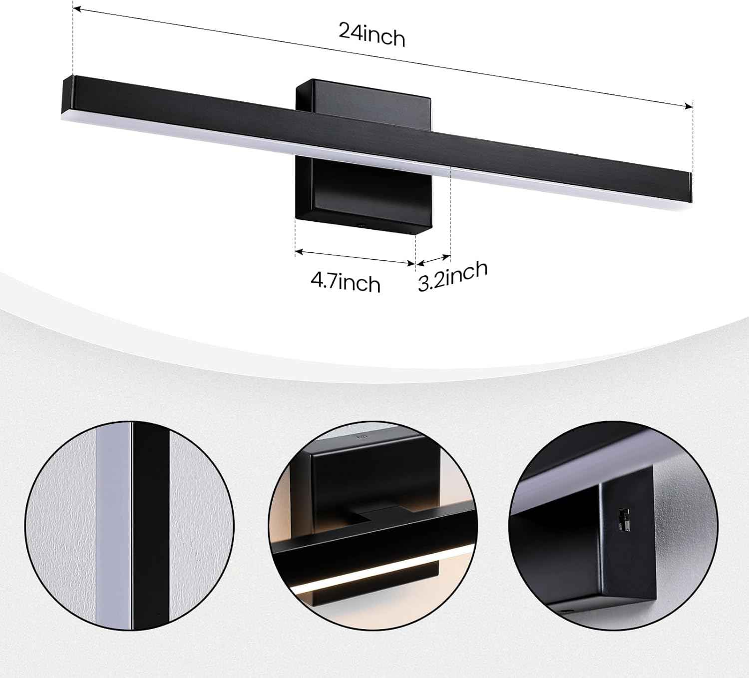 24-Inch Dimmable Gold Bathroom Vanity Light - Modern LED Bar Fixture for Over Mirror