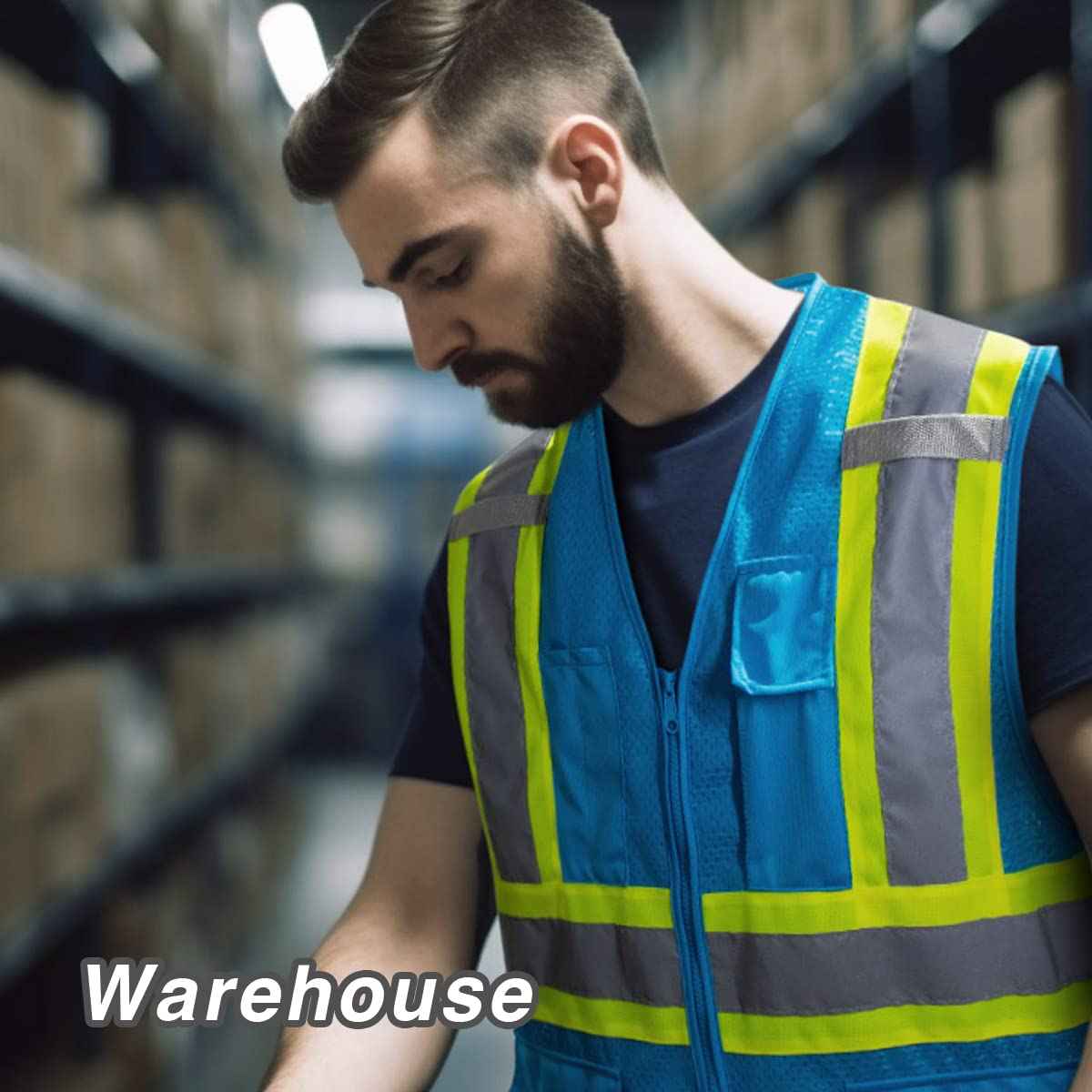 KAYGO Safety Vest with Pockets - High Visibility Reflective Vest ANSI Class 2 Construction Vest (Type R, Not FR) KG0100 (S, Sky Blue, 1 Pcs)