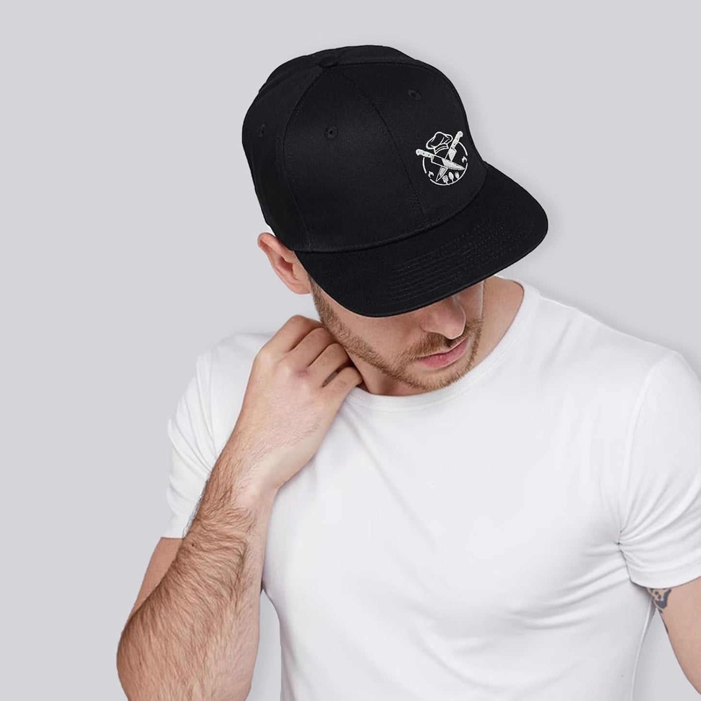 Skiennix Skull Hat - Embroidered Black Baseball Cap for Men & Women | Flat Bill Snapback Design