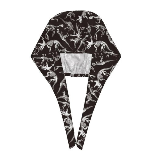 Halloween Dinosaur Dino Skeleton Bones Working Cap Scrub Cap with Sweatband Adjustable Unisex Women Tie Back Hat Nurse Surgical Caps