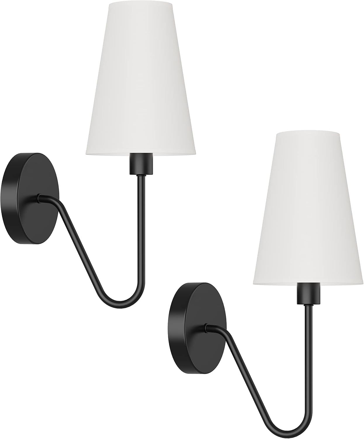 Gold Wall Sconce Lighting Fixture - Set of 2 Classic E12 Hardwired Lamps with Cream Shades