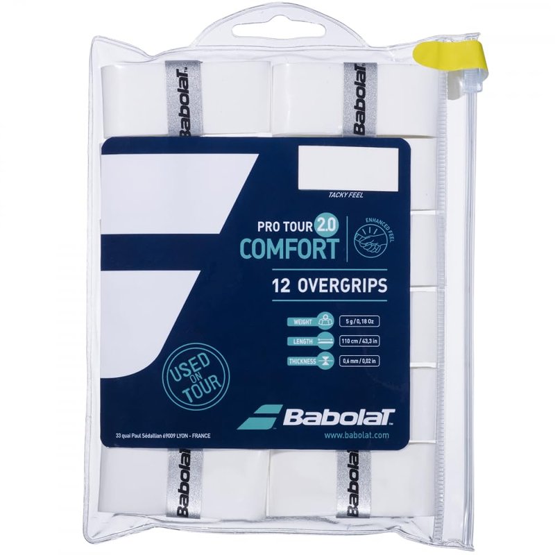 Babolat Pro Tour 2.0 Comfort Overgrip White (12-Pack)