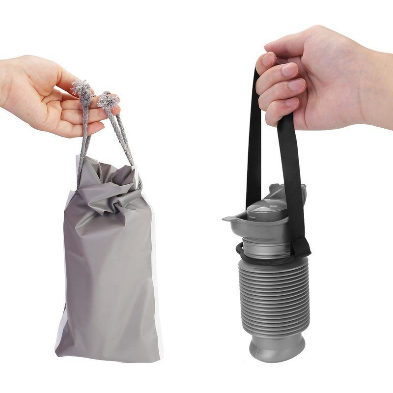 Portable Urinal for Men Women, Spill Proof Travel Emergency Urinal Bottle, Leak-Proof Collapsible Urinals, Personal Car Pee Bottle for Camping, Road Trips, Drivers, Seniors, Kids (Black Grey Handle)