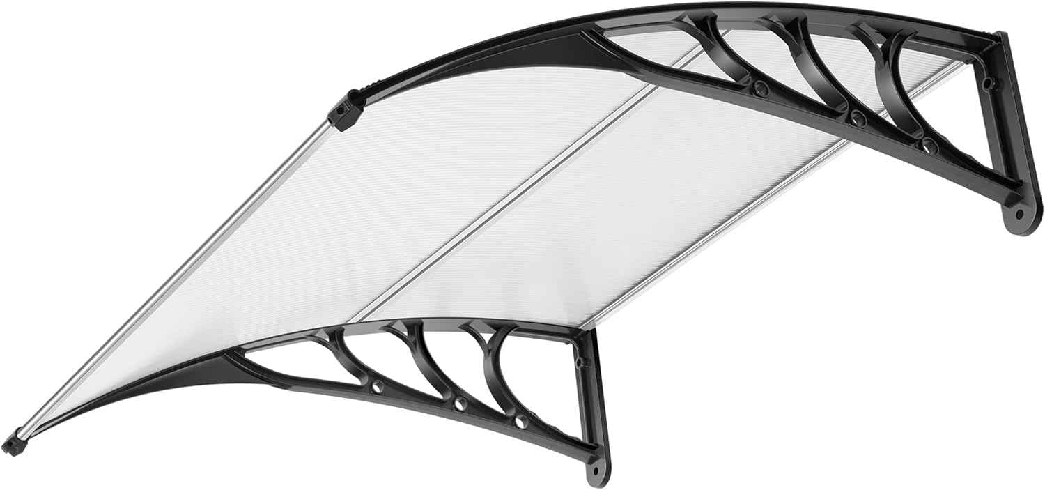40-Inch VIVOHOME Polycarbonate Window Door Awning Canopy - Brown with Black Bracket