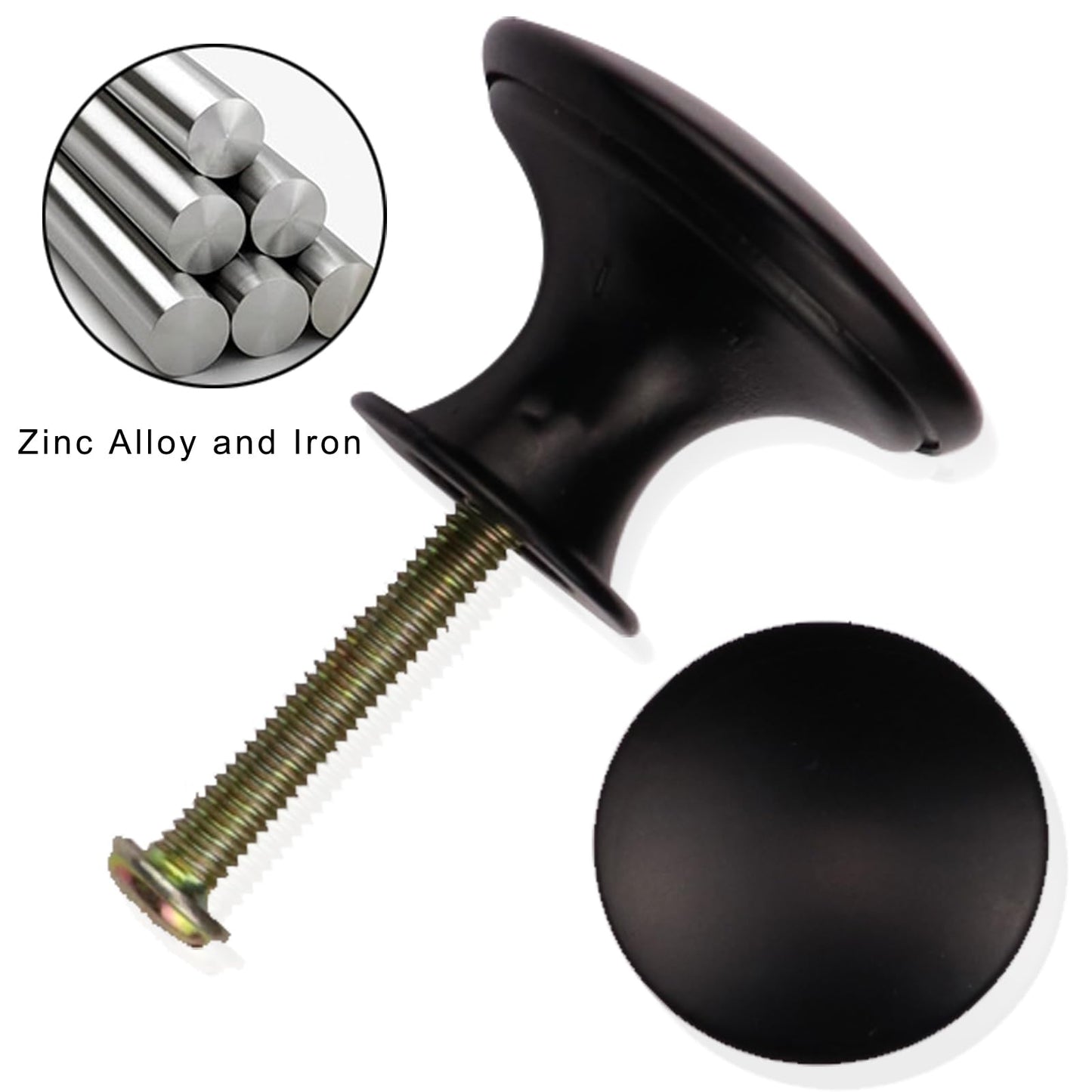 Cangder 12 Packs Vintage Black Cabinet Knobs Metal Dresser Knobs Single Hole Round Furniture Drawer Handle Pulls for Bathroom, Kitchen Cupboard, Wardrobe Door Hardware