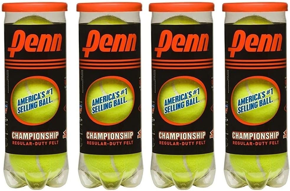 PENN Championship Tennis Balls - Regular-Duty 4 Can Bundle for Optimal Performance