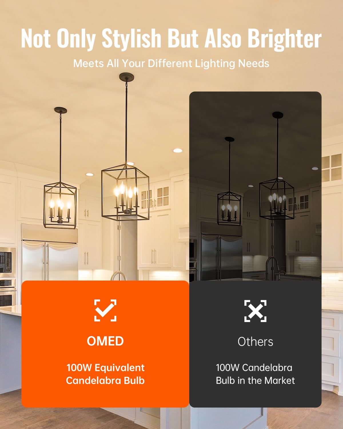 OMED E12 LED Candelabra Bulb 100 Watt Equivalent, 2700K Soft White, Dimmable LED Chandelier Light Bulbs, 7W 1000 Lumen Clear Candle Light Bulb for Living Room, Light Fixture, 6 Pack