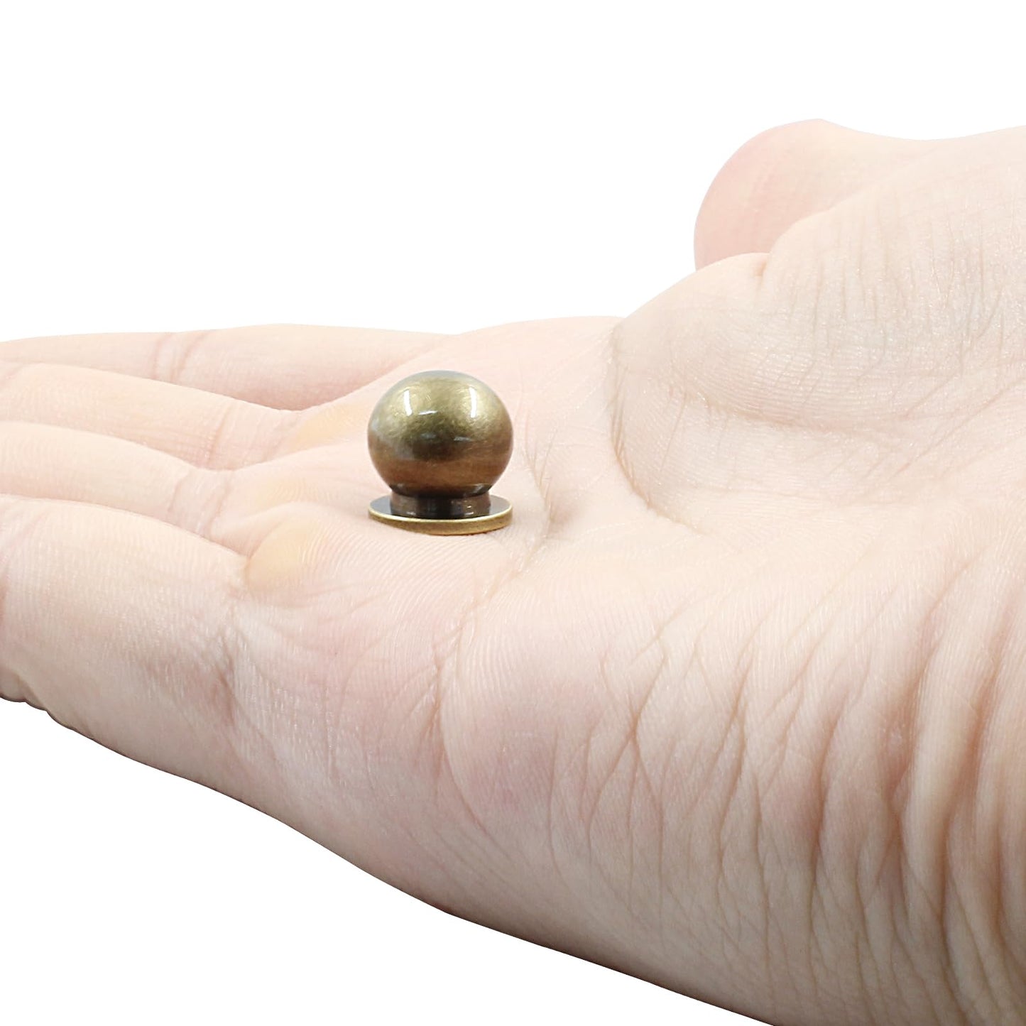 Jiozermi 4 Packs 1/2 Inch(12mm) Diameter Mini Round Solid Brass Knobs, Brass Pulls, Gold Mini Drawer Pulls, Mini Knobs for Jewelry Box, Bronze