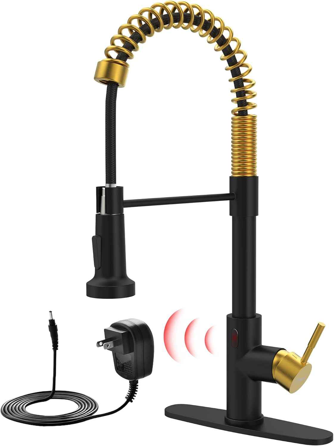 Matte Black Kitchen Faucet with Soap Dispenser - Commercial Single Handle Pull Down Sprayer