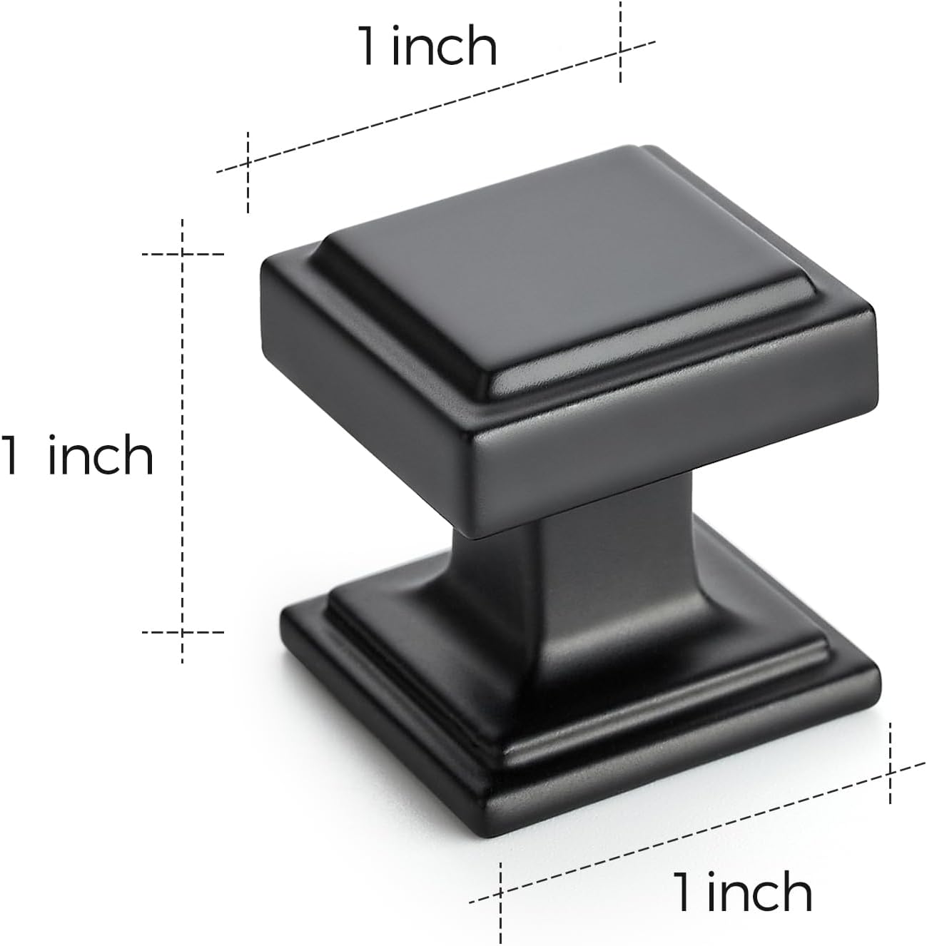 30 Pack Matte Black Square Kitchen Cabinet Knobs - Modern Zinc Drawer Pulls & Handles