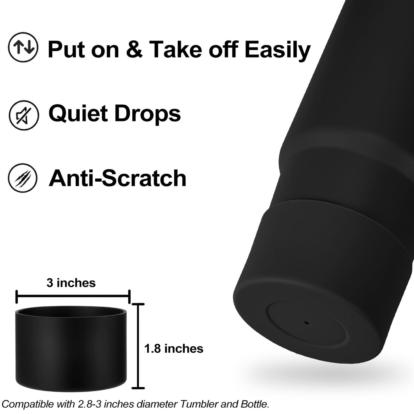 HYZ 8pcs Stanley Cup Accessories, Spill Proof Stopper & Boot Set, Black