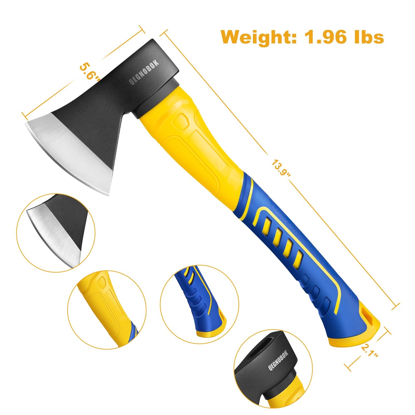 Professional Hatchet, 14" Wood Axe, Wood Splitter, Outdoor Camp Chopping Axe for Splitting and Kindling, Forged Steel Blade with Anti-Slip and Shock Reduction Handle Great Throwing Axes and Hand Axe