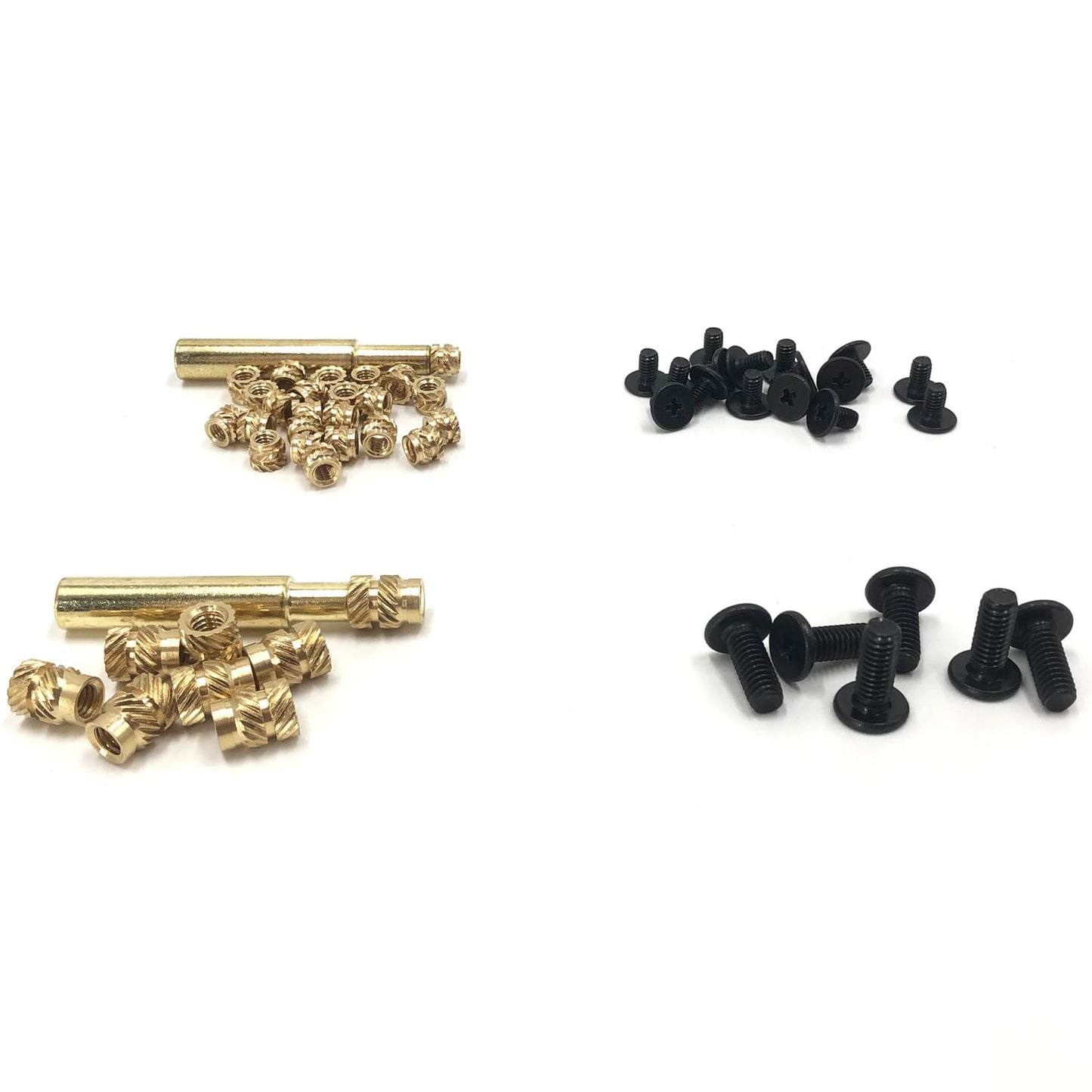 QSJ 200Pcs Threaded Insert Bolt Assortment kit 100Pcs M3 M4 Brass Heat Set Insert, 100Pcs M3 M4 Stainless Steel Black Bolt for Industrial 3D Printing Projects