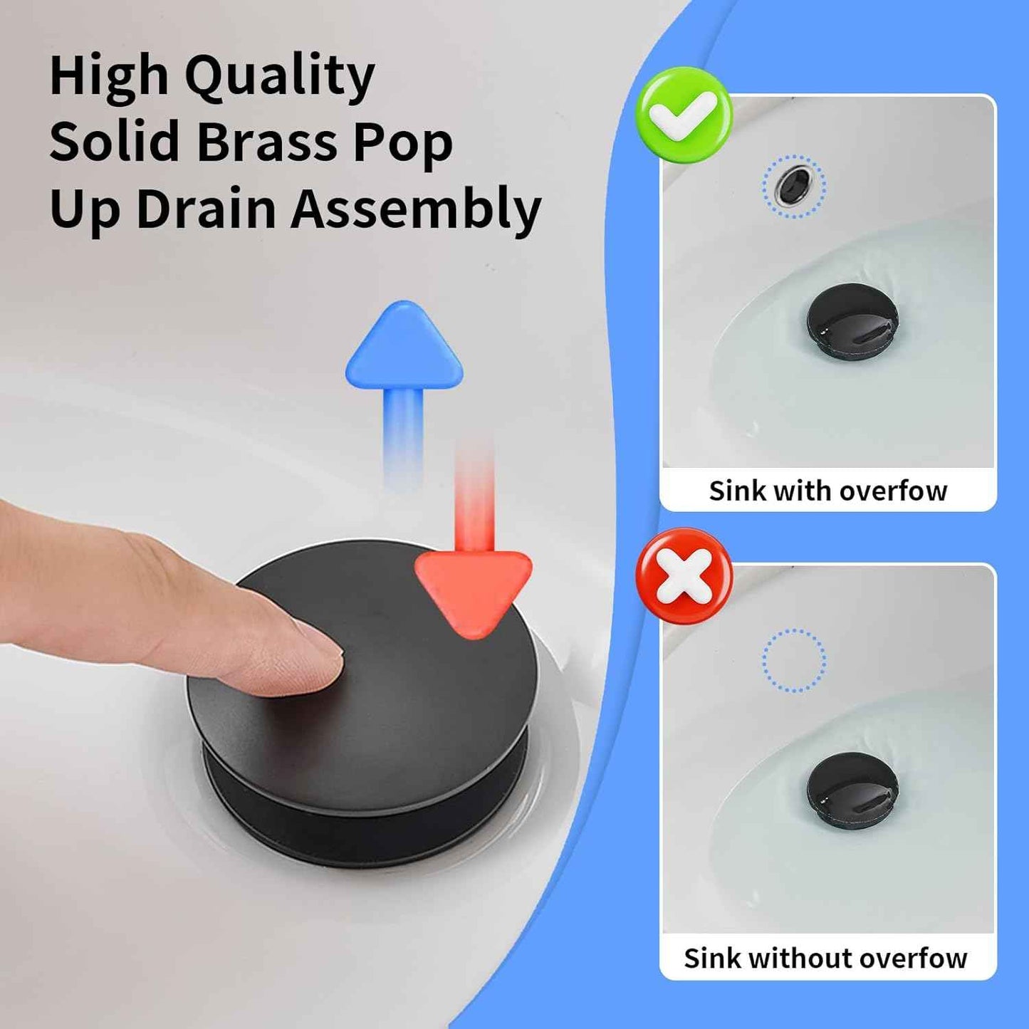 Matte Black Waterfall Bathroom Faucet - Single Handle Lavatory Sink Mixer with Brass Drain