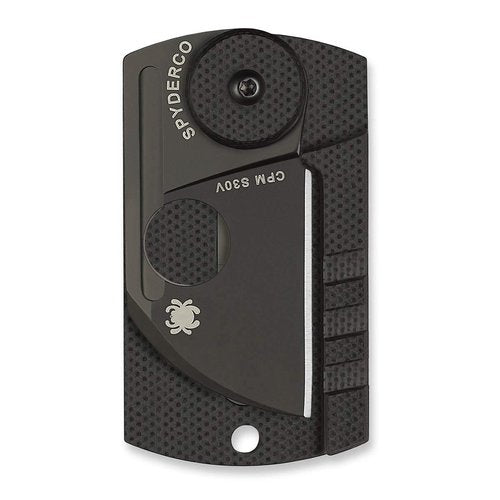 Spyderco Dog Tag Non-Locking Knife with 1.23" CPM S30V Steel Blade and Durable Black Carbon Fiber Handle - PlainEdge - C188CFBBKP