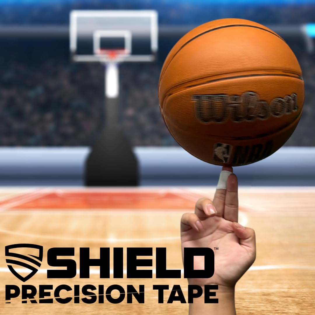SHIELD Athletic Tape 1 Inch - Precision Cotton Sports Wrap, No Residue - 12 Pack for Fingers & Toes