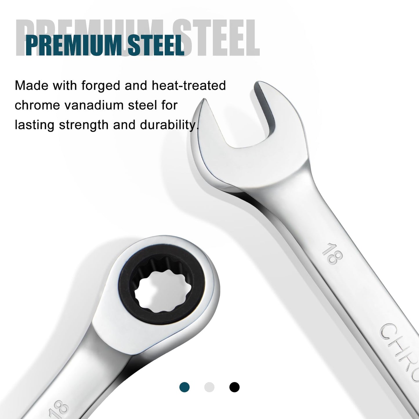 SORAKO 18mm Ratcheting Combination Wrench, Chrome Vanadium Steel Gear Wrench, Industrial Grade Cr-V Steel Gear Spanner, Household Garage Tools(Metric)