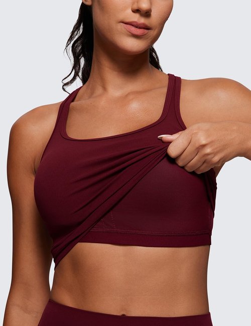 CRZ YOGA Butterluxe Racerback Crop Tank Top - Padded Y-Back Design for Comfortable Yoga & Workouts
