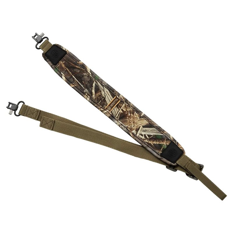 BERETTA Xtreme Gun Sling - Hunting Durable Non-Slip 4-Way Stretch Neoprene Adjustable Length Two-Point with Metal Hardware, Realtree Max-7