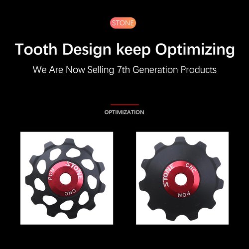 DJC Stone Bearing Pulley Wheel Gear Guide Roller 11t 13t 15t 17t MTB Road Bike Rear Derailleur for Shimano for Sram Over Sized Ordinary Tooth Pulley (Black Hollow, 13T)