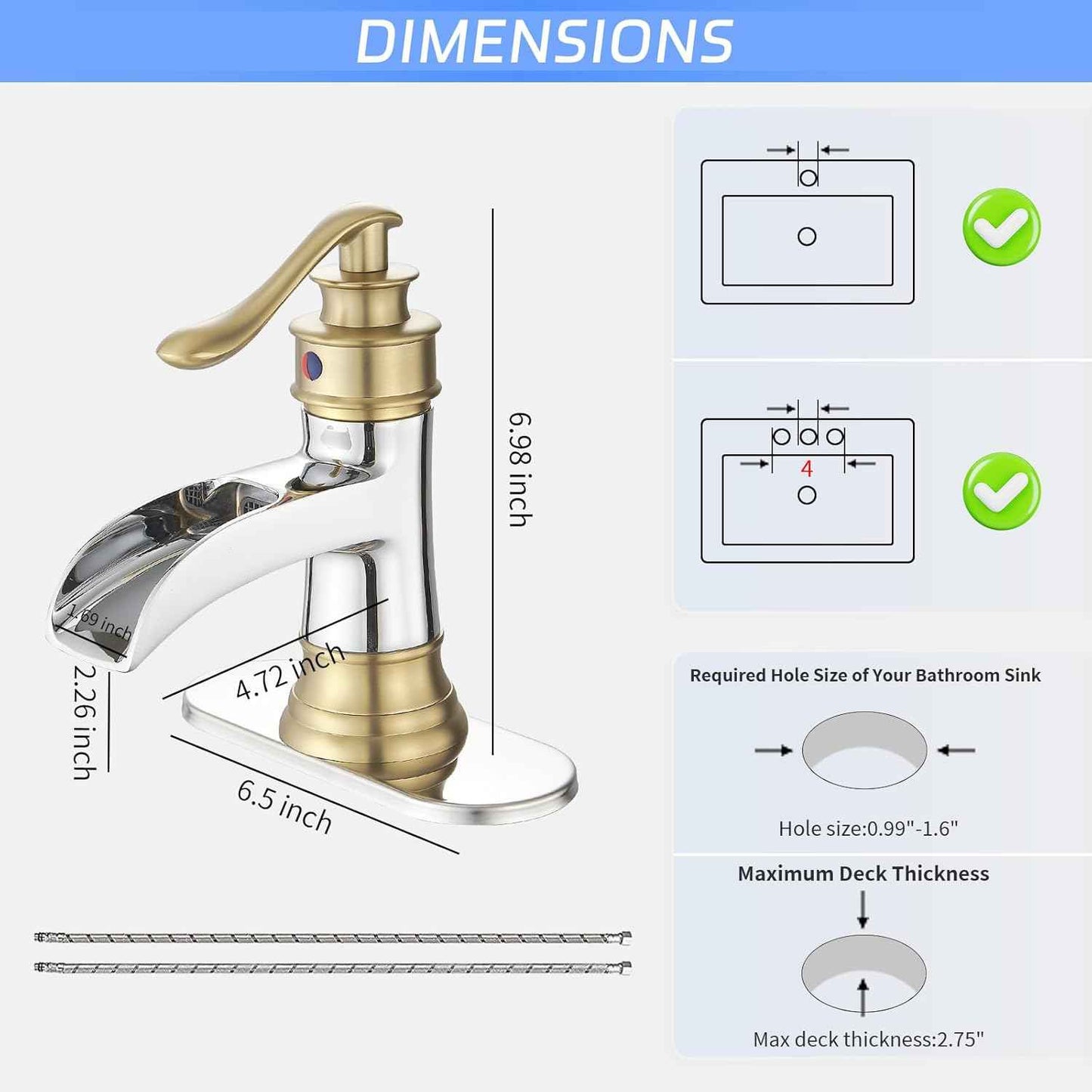 Matte Black Waterfall Bathroom Faucet - Single Handle Lavatory Sink Mixer with Brass Drain