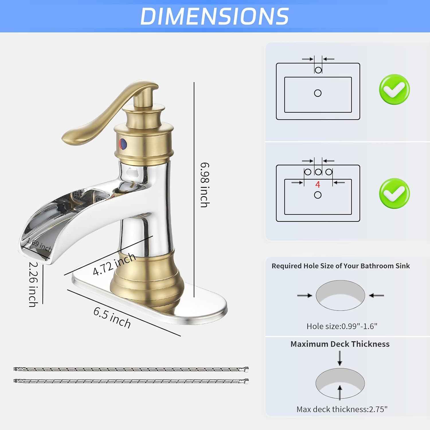 Matte Black Waterfall Bathroom Faucet - Single Handle Lavatory Sink Mixer with Brass Drain