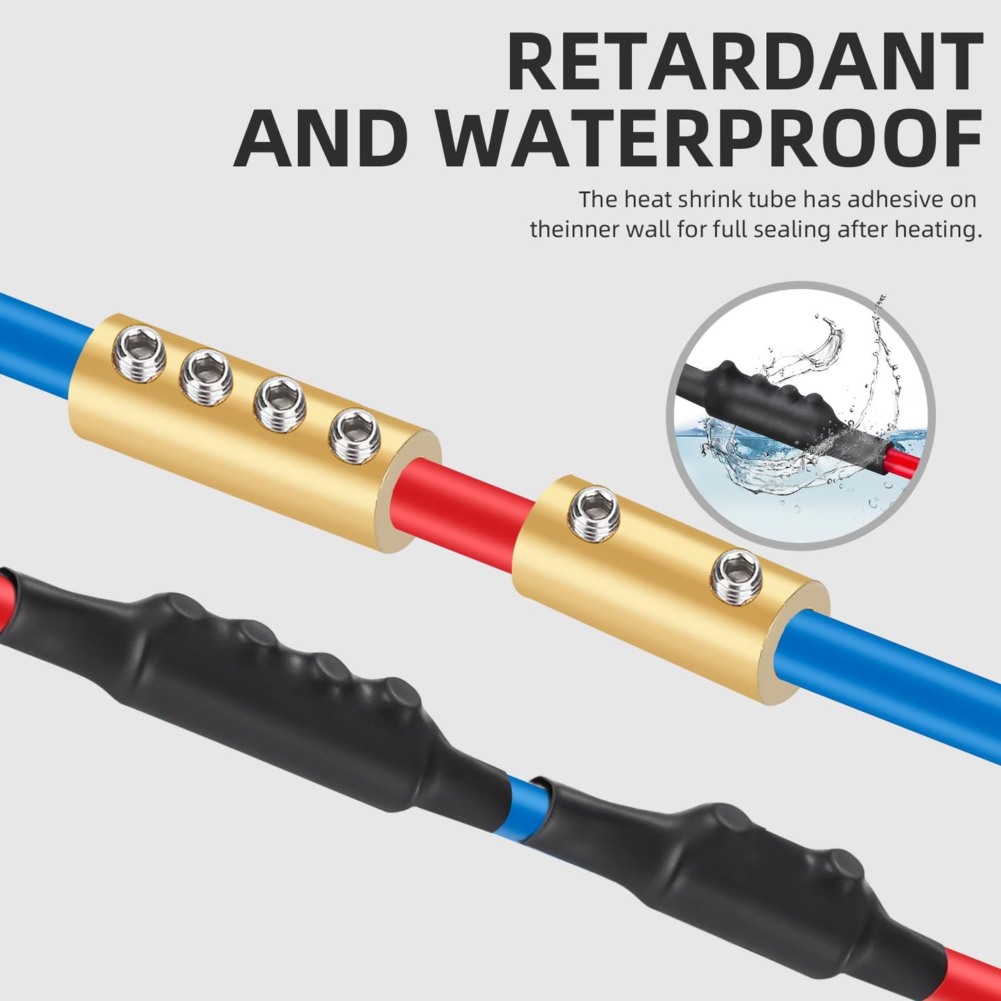10PCS 6-10AWG 6 8 10 Gauge Wire Connector 2&4-Nut Kit, 80Amp Screw Quick Wiring Connection Terminal, Splicing Quick Wire Connectors, Circuit Wire Butt Bras Connector with Heat Shrink Tube Wrench