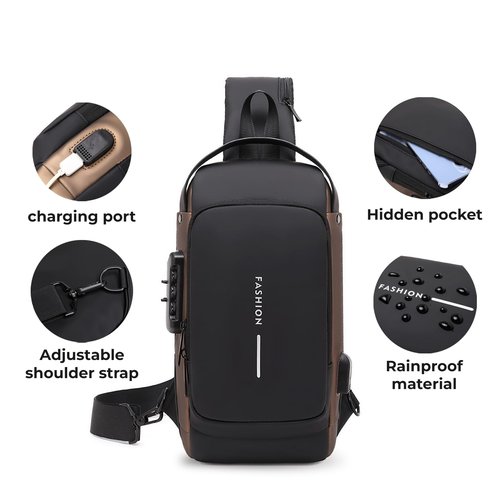 Rcrirth Sling Bag for Men | Anti-theft Crossbody Bag - Crossbody Shoulder Chest Bag for Daily use