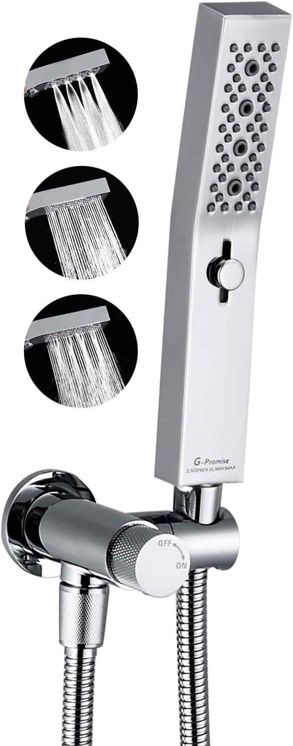 All Metal Handheld Shower Set with 3-Function Wand & 70-Inch Stainless Steel Hose