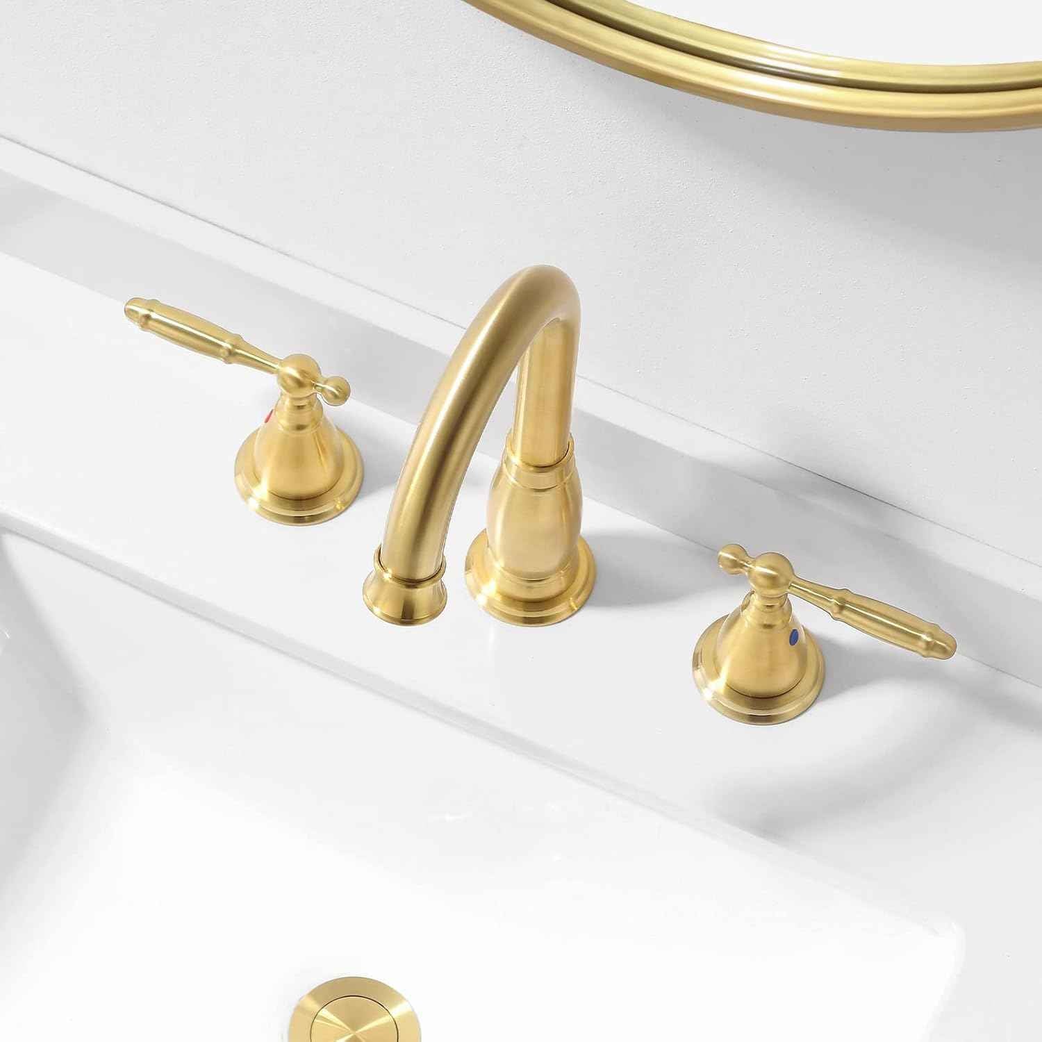 Oil Rubbed Bronze Widespread Bathroom Faucet Set with Valve & Drain - Phiestina WF017-4-ORB