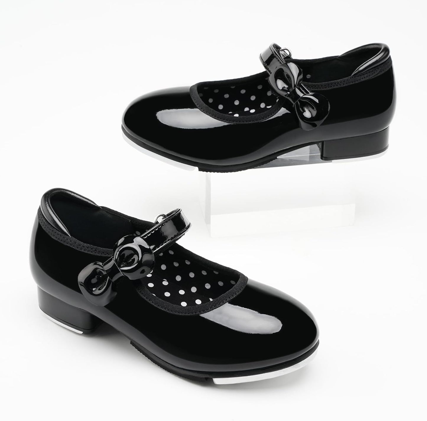 Stelle Girls Tap Shoes - PU Leather Dance Shoes with Easy Strap | Toddler to Big Kid Sizes