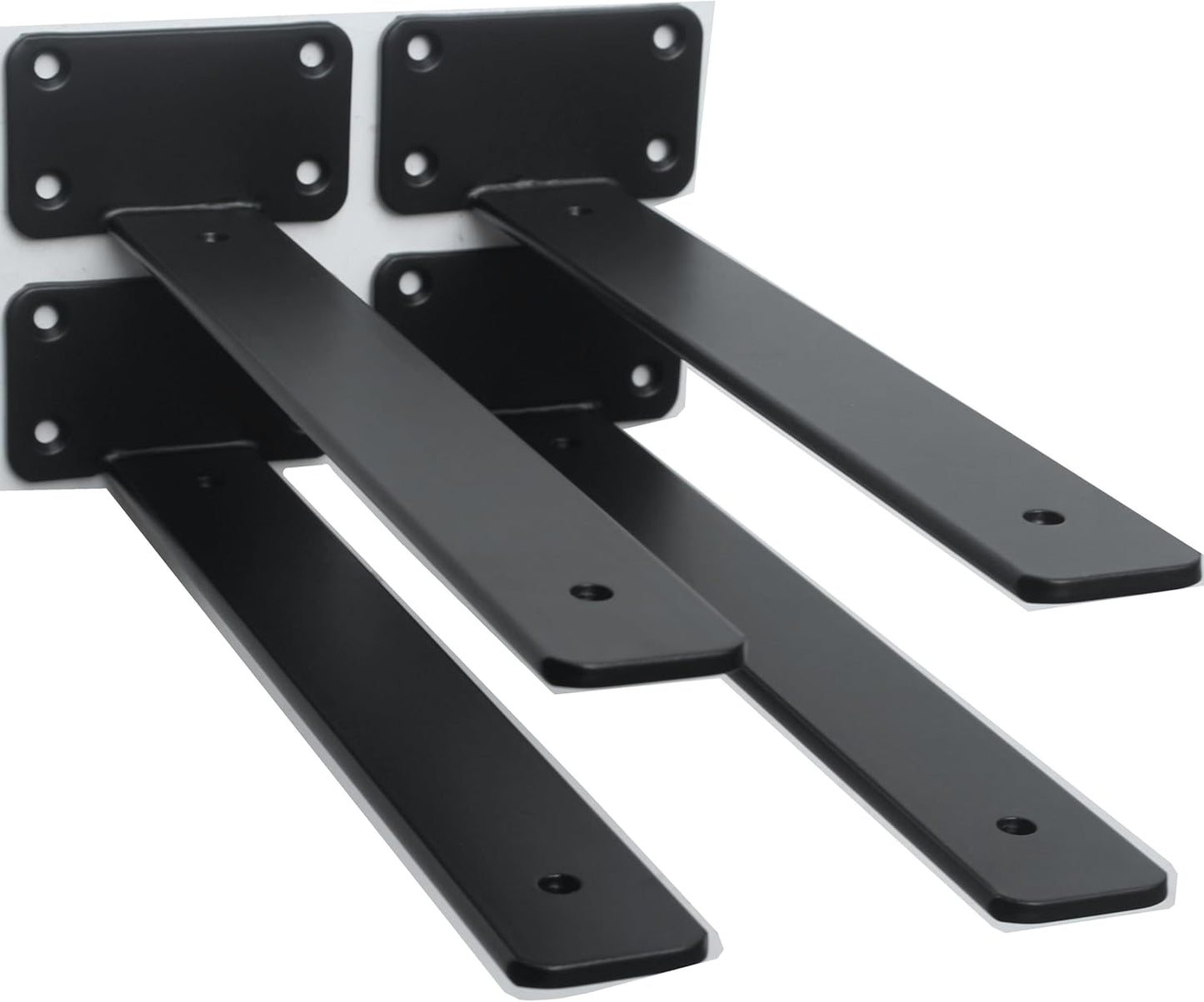 10-Inch Black Iron Floating Shelf Brackets - 12 Pack Rustic Industrial Support