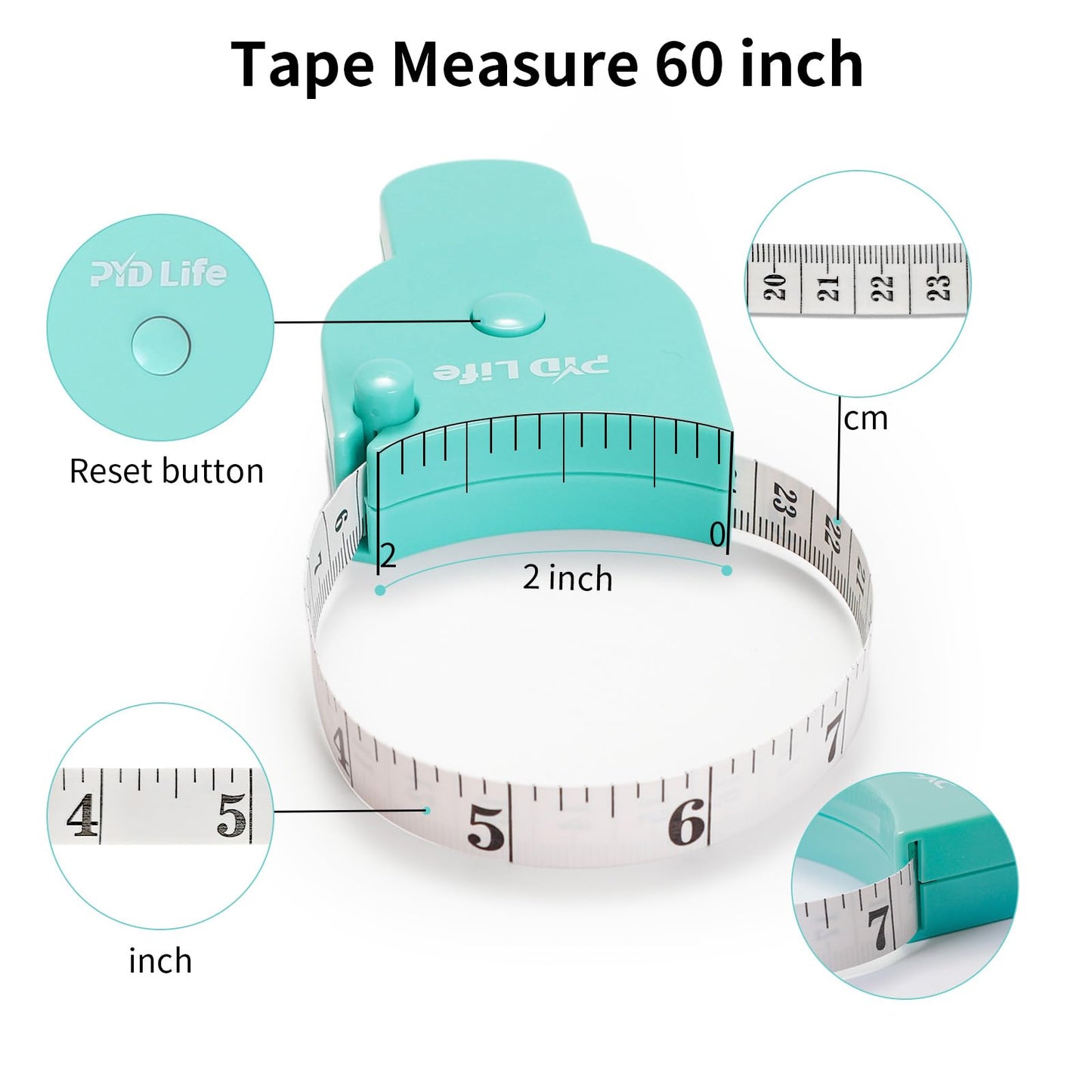 PYD Life 2 PCS Sewing Body Tape Messure Soft Rulers 60 inch 150 cm Dual Sided Retractable Y-Shaped Sublimation Tools Accessories for Tumblers Mugs Circumference Measurement