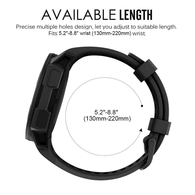 Compatible for Garmin Instinct Solar/Tactical/Esports/Tide, 22mm Width Soft Silicone Wristband Replacement Watch Band Strap for Garmin Instinct 2/2 Solar/2 Solar Tactical