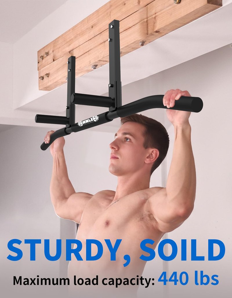 Shnlie Joist Mounted Pull Up Bar, Ceiling Mount Chin Up Bar for Home Gym, Beam, Rafter, 42" Wide Bar, Easy installation